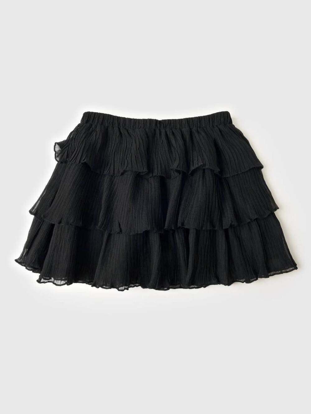 NEW SADIE & SAGE girls tween gather ruffle layered skirt in black